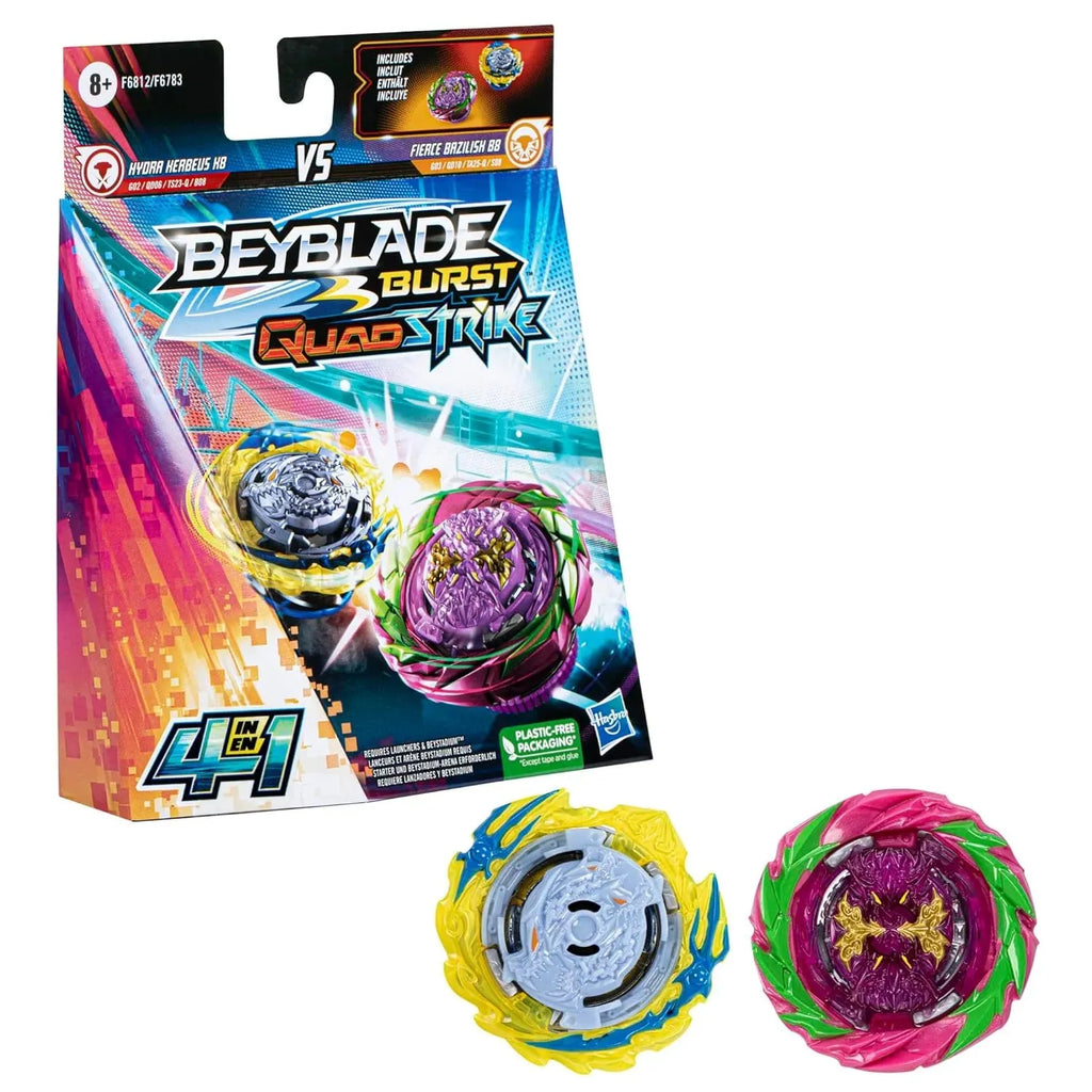 Beyblade Burst QuadStrike Fierce Bazilisk B8 And Hydra Kerbeus K8 - Naivri