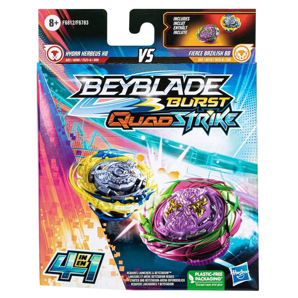 Beyblade Burst QuadStrike Fierce Bazilisk B8 And Hydra Kerbeus K8 - Naivri