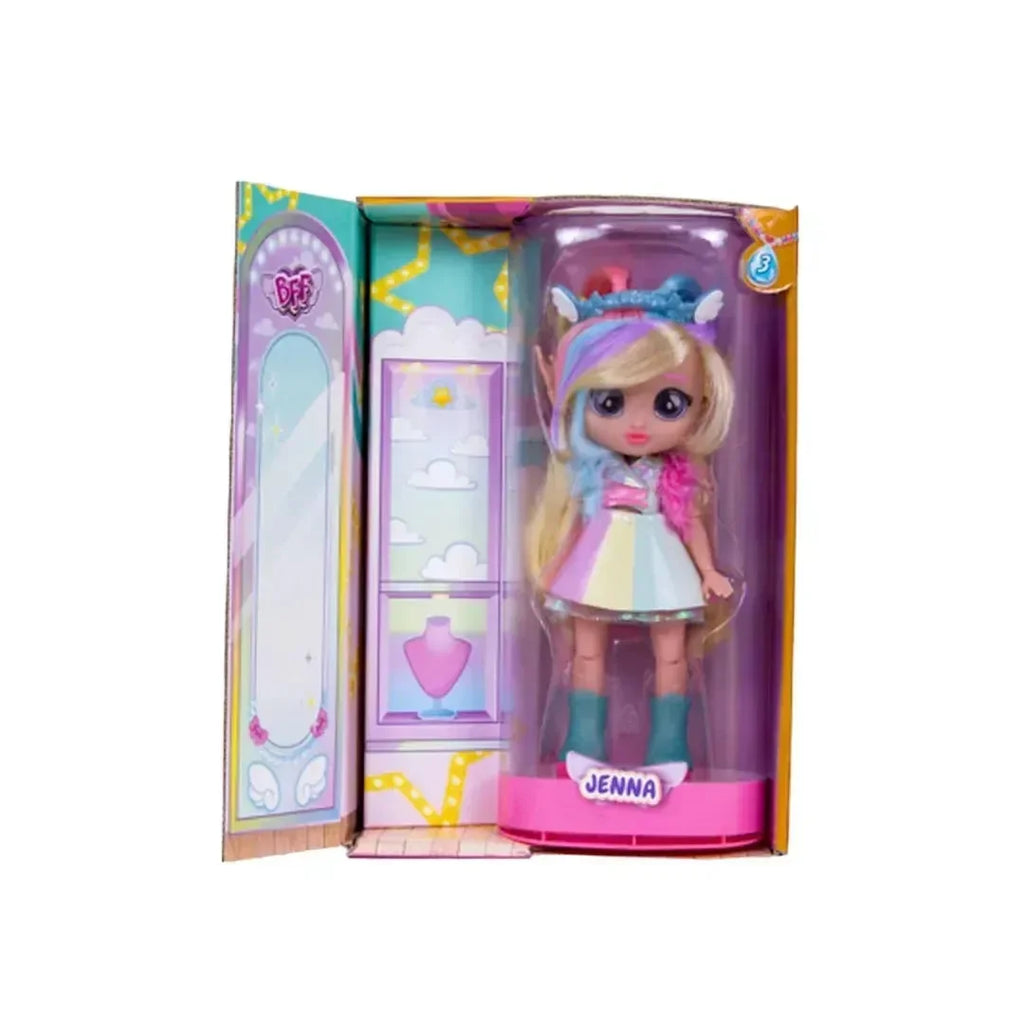 BFF by Cry Babies Jenna Doll – Fashionable Teen Doll with Long Hair, 3 Fabric Outfits & 9 Accessories | Collectible Play Doll for Kids 3+ Years | IMC Toys - Naivri