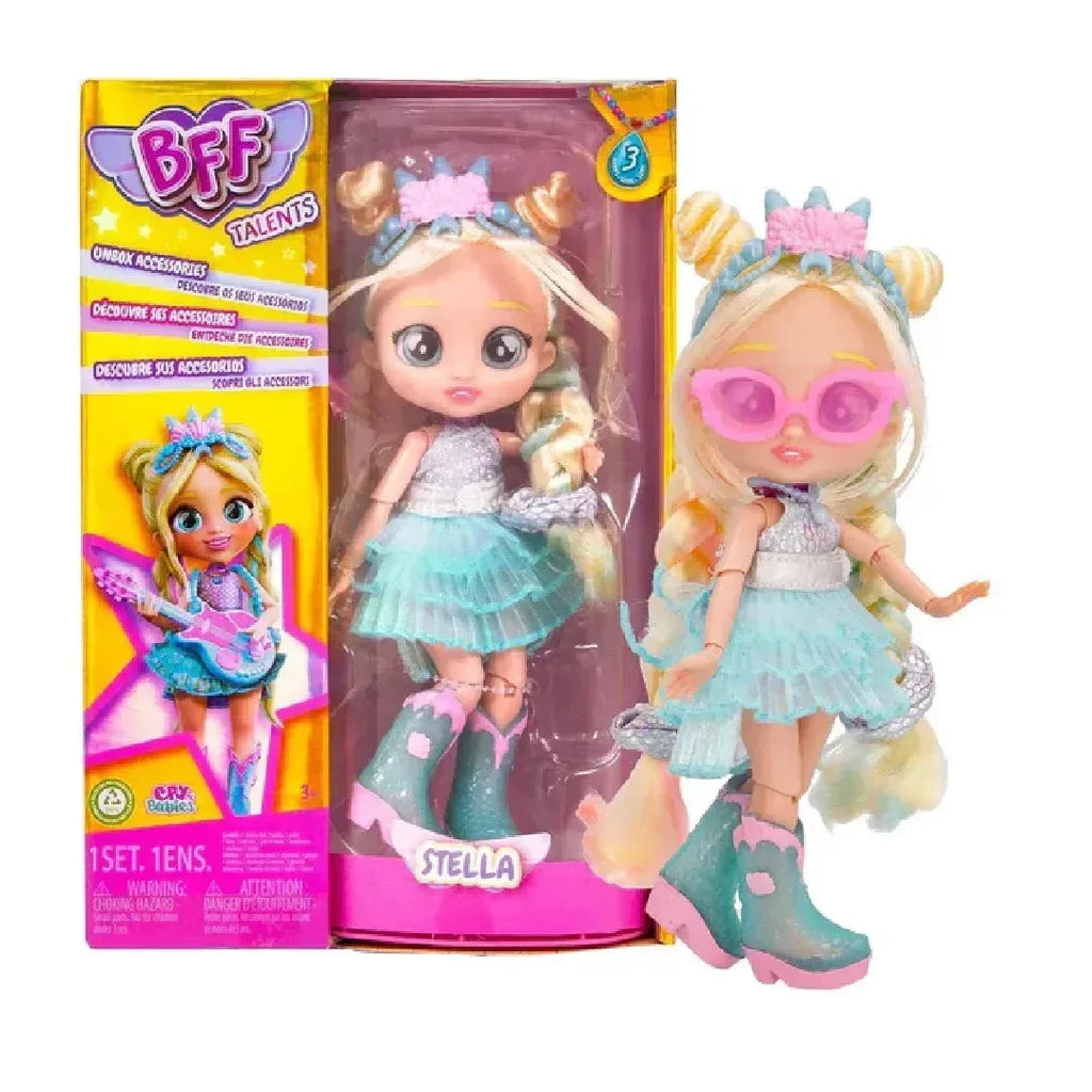 BFF by Cry Babies Stella Fashion Doll – Series 3 | Long Blonde Hair, Guitar Accessory, Trendy Clothes & More | Collectible Fashion Doll Toy for Girls & Boys 3+ Years | IMC Toys - Naivri