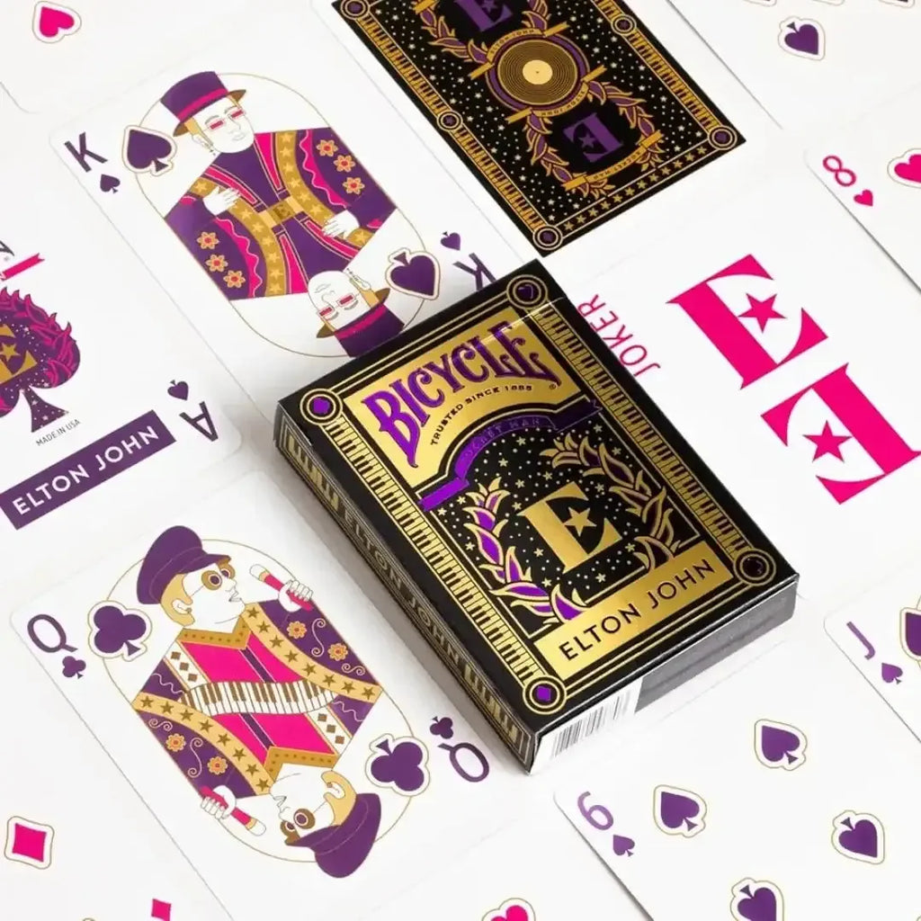 Bicycle Elton John Purple Playing Cards – Premium Collectible Deck with Rocket Man Design, Foil Tuck Case & Air-Cushion Finish - Naivri