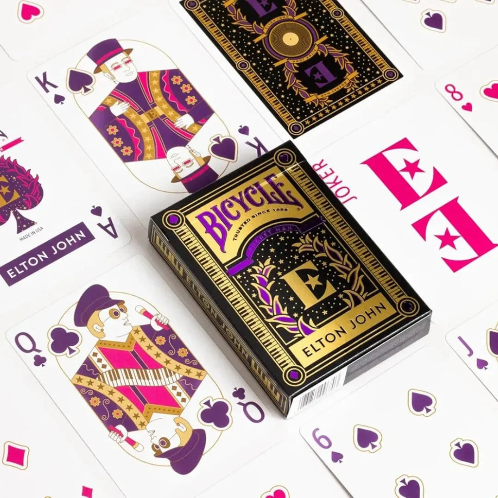 Bicycle Elton John Purple Playing Cards – Premium Collectible Deck with Rocket Man Design, Foil Tuck Case & Air-Cushion Finish - Naivri