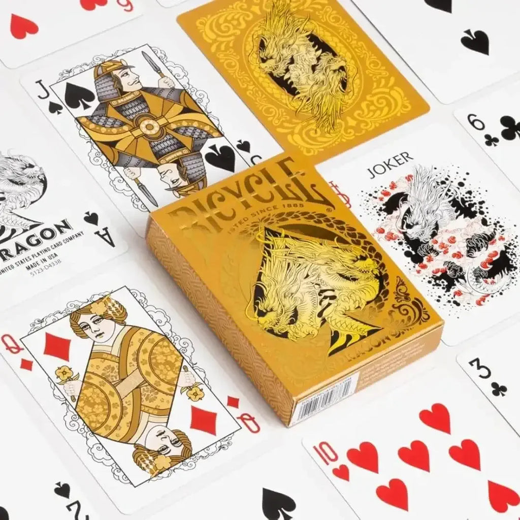 Bicycle Gold Dragon Foil Premium Playing Cards – Collectible Deck with Foil Detailing and Air Cushion Finish - Naivri