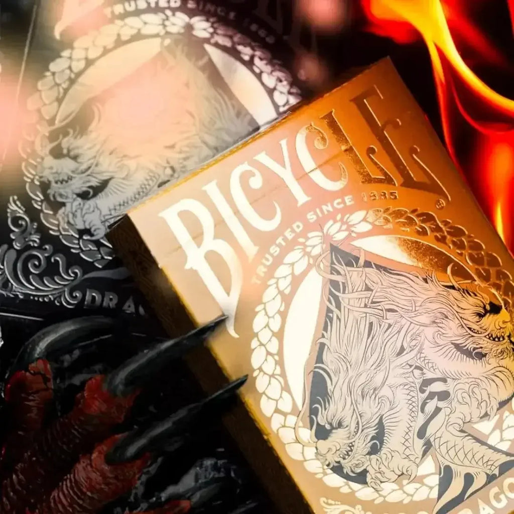 Bicycle Gold Dragon Foil Premium Playing Cards – Collectible Deck with Foil Detailing and Air Cushion Finish - Naivri