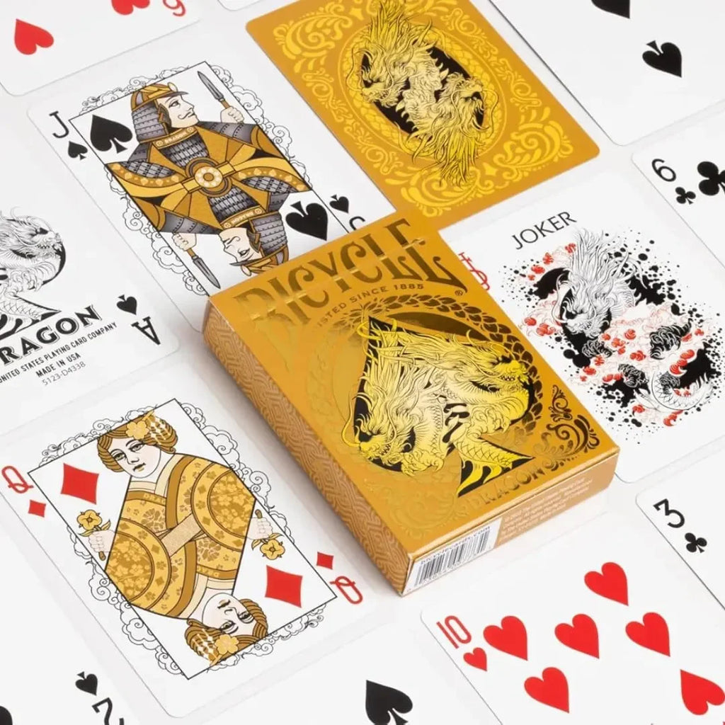 Bicycle Gold Dragon Foil Premium Playing Cards – Collectible Deck with Foil Detailing and Air Cushion Finish - Naivri