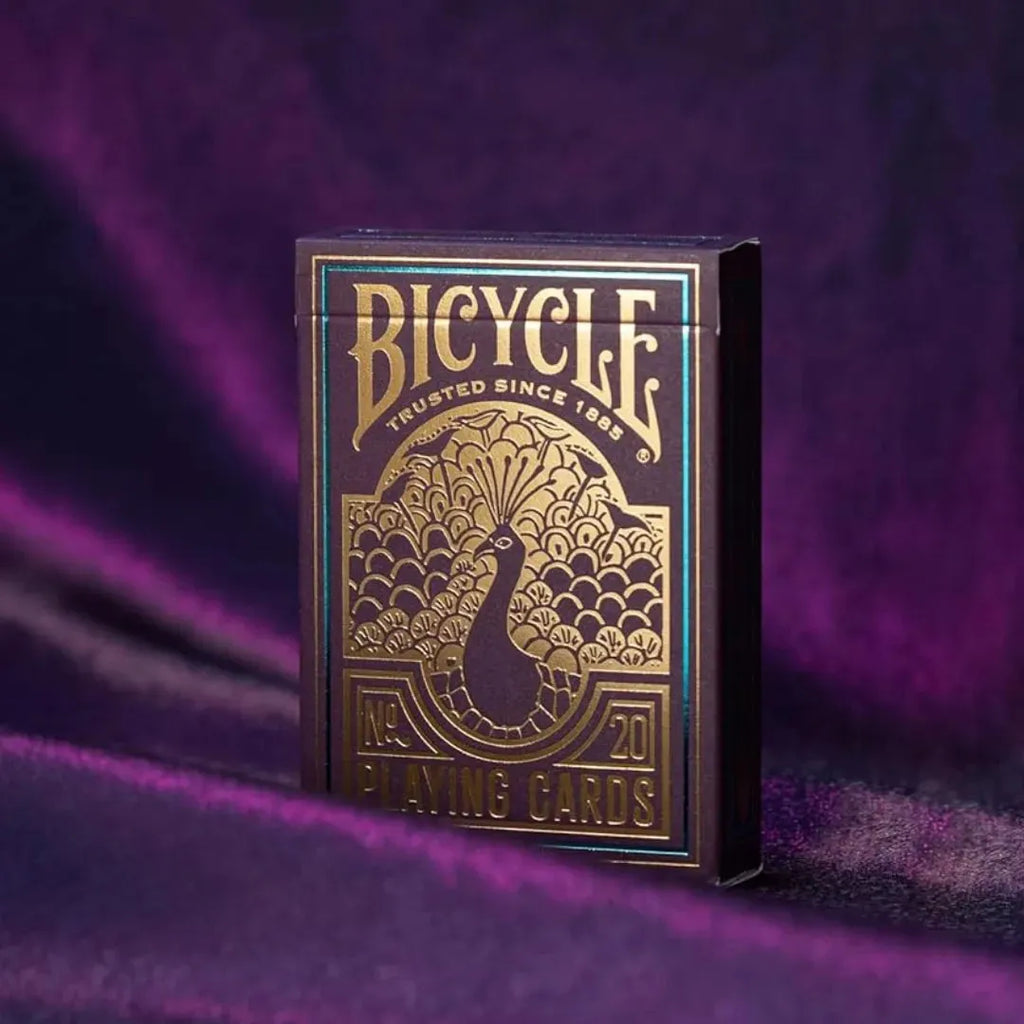 Bicycle Purple Peacock Playing Cards – Cold Foil Luxury Deck with Gold Foil Tuck – Premium Air-Cushion Finish – Made in USA – Ideal for Card Games, Magic & Collectors - Naivri