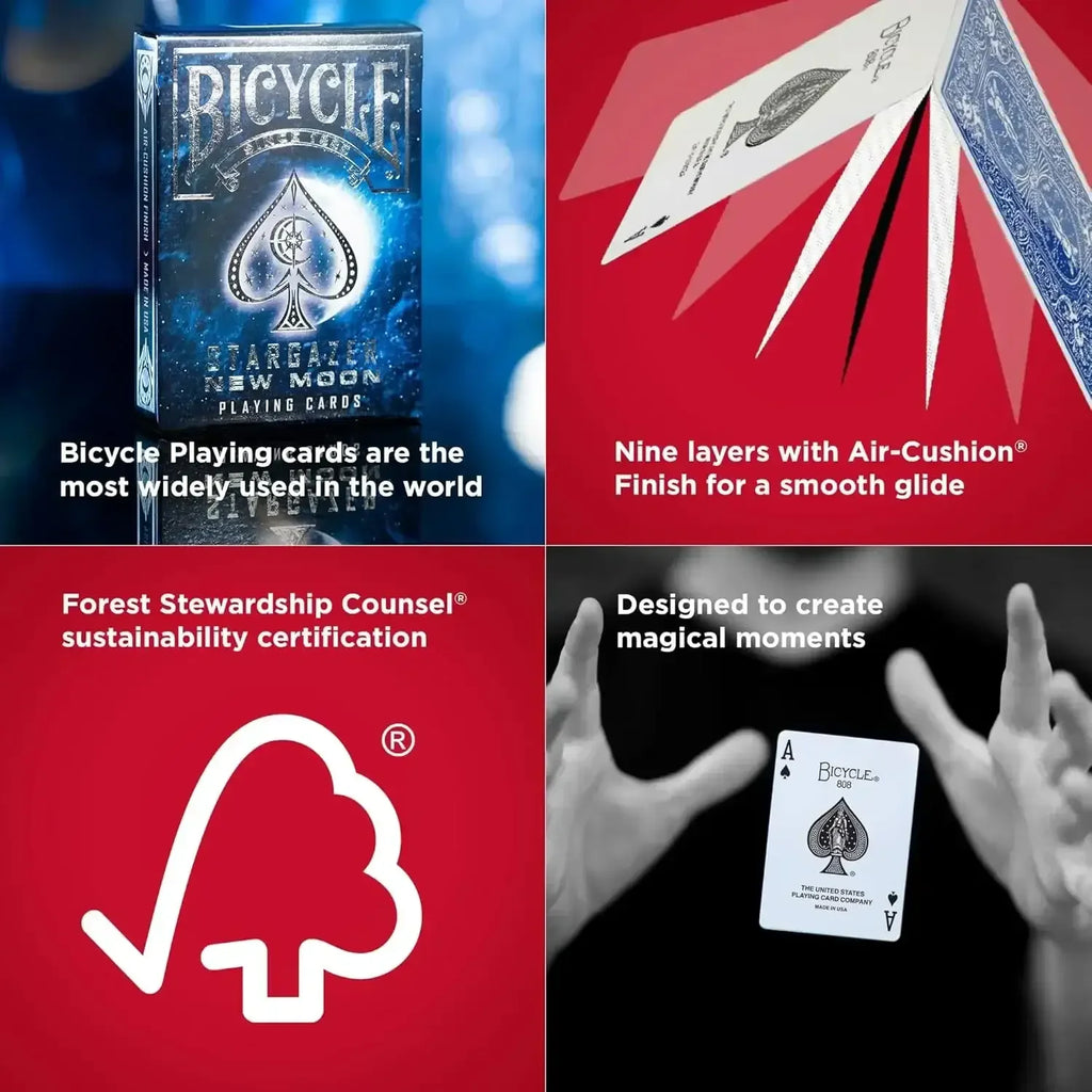 Bicycle Stargazer New Moon Playing Cards – Premium Deck with Celestial Design, Silver Foil Tuck & Air Cushion Finish - Naivri