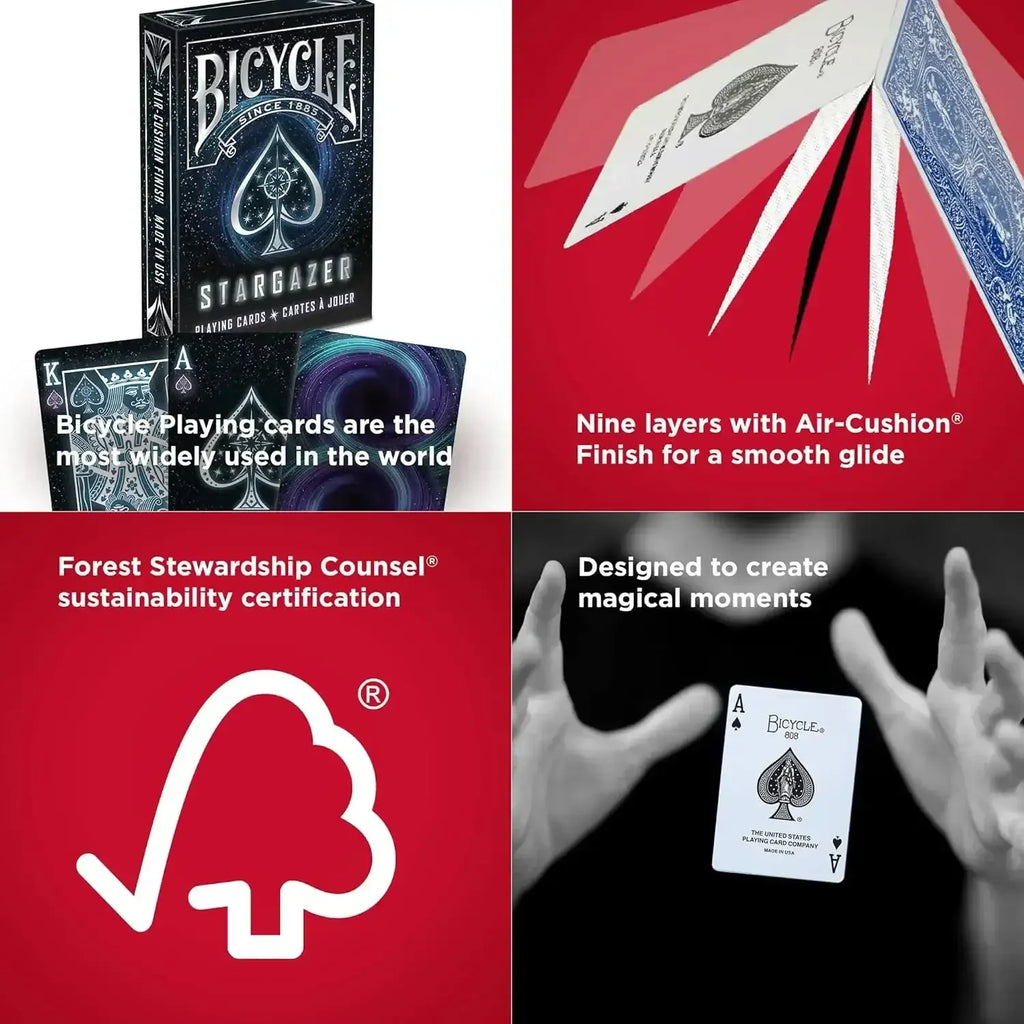 Bicycle Stargazer Playing Cards – Premium Plastic Deck with Astronomical Design – Air-Cushion Finish – Made in USA – Ideal for Games, Magic & Cardistry - Naivri