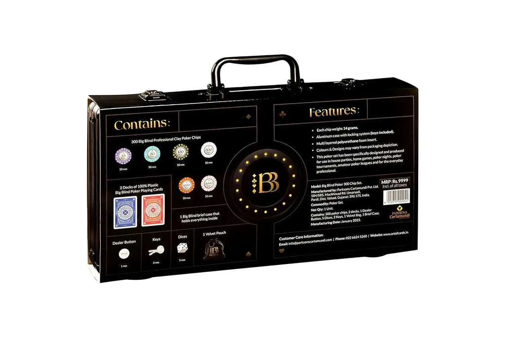 Big Blind Deluxe Poker Chip Case – 300-Piece Casino Set - Naivri