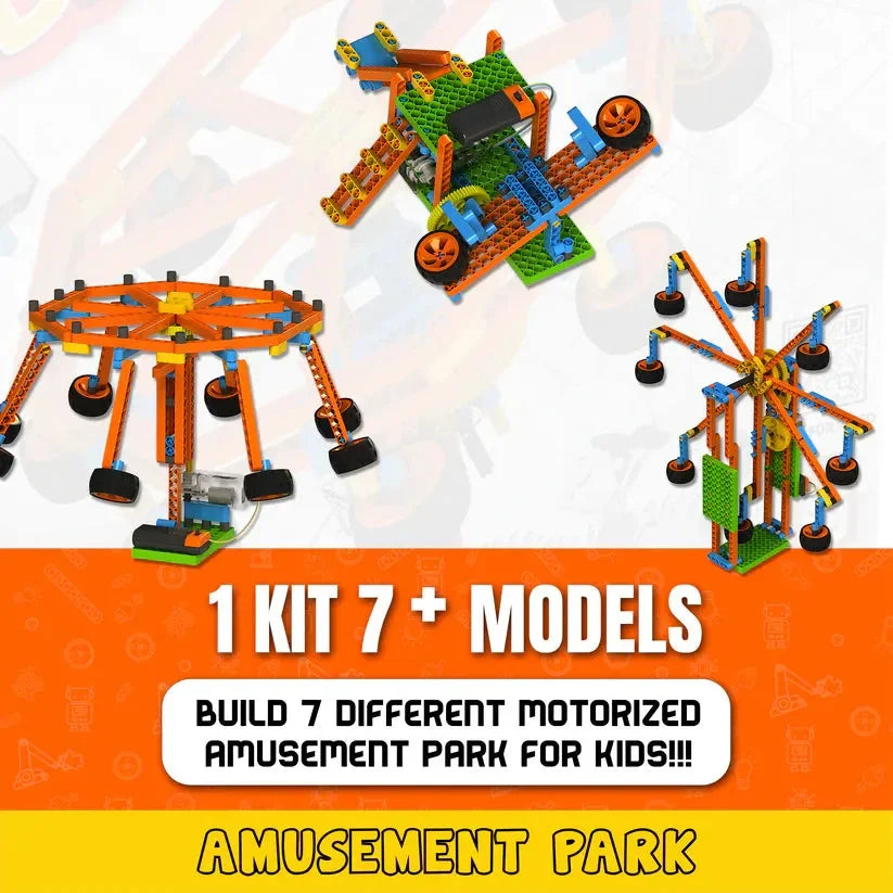 Blix Amusement Park – Robotics Kit for Kids | 340+ Pieces | Build 7 Motorized Rides | STEM Learning Toy (Ages 8+) - Naivri
