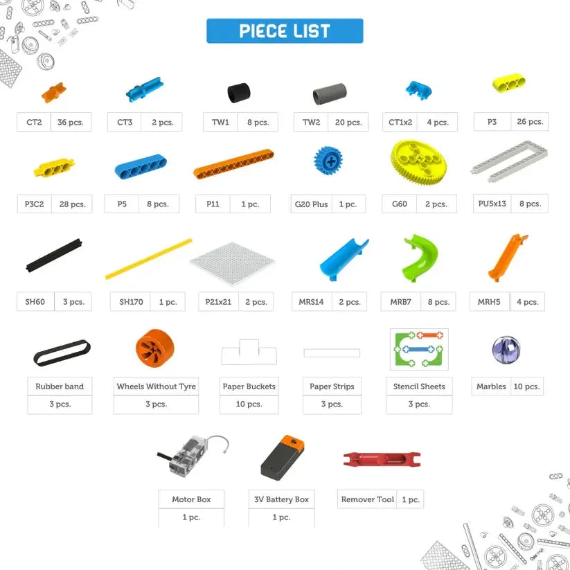 Blix Marble Run 2 – Motorised Marble Track Construction STEM Toy for Kids | 4+ Models | Conveyor Belt | Age 8+ - Naivri