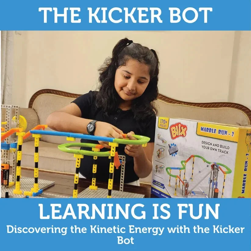 Blix Marble Run 2 – Motorised Marble Track Construction STEM Toy for Kids | 4+ Models | Conveyor Belt | Age 8+ - Naivri