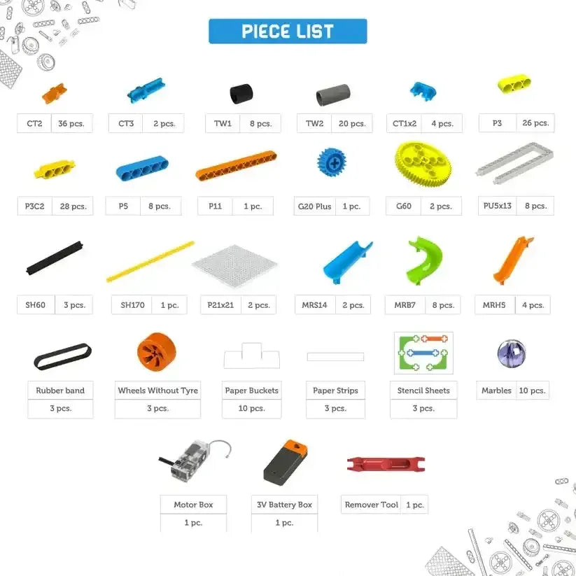 Blix Marble Run 2 – Motorised Marble Track Construction STEM Toy for Kids | 4+ Models | Conveyor Belt | Age 8+ - Naivri