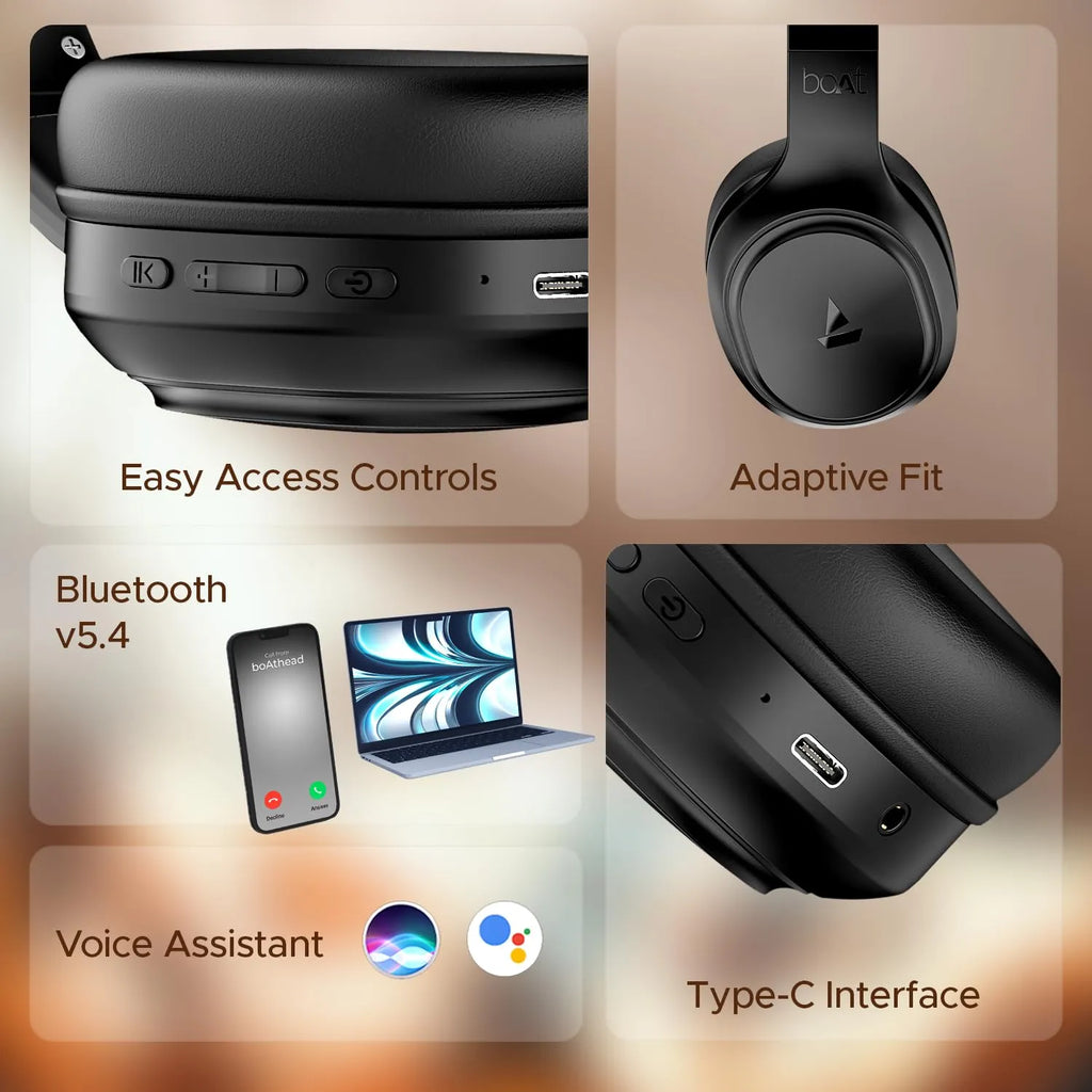 boAt Rockerz 430 Bluetooth Headphones with 40 mm Drivers | BEAST Mode Low Latency | 40 Hours Playtime | Voice Assistant | ENx Noise Cancellation | Bluetooth v5.4 | Adaptive Fit - Naivri