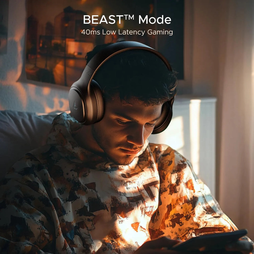 boAt Rockerz 430 Bluetooth Headphones with 40 mm Drivers | BEAST Mode Low Latency | 40 Hours Playtime | Voice Assistant | ENx Noise Cancellation | Bluetooth v5.4 | Adaptive Fit - Naivri