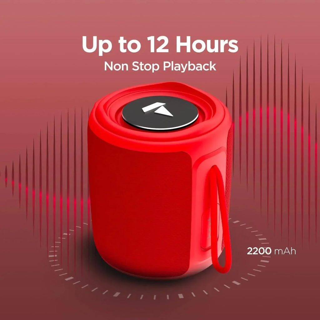 Boat Stone 350 Bluetooth Speaker with 10W RMS Stereo Sound | IPX7 Water Resistant | TWS Feature | Up to 12 Hours Playtime | Multi-Compatibility Modes | Portable Outdoor Speaker (Red) - Naivri