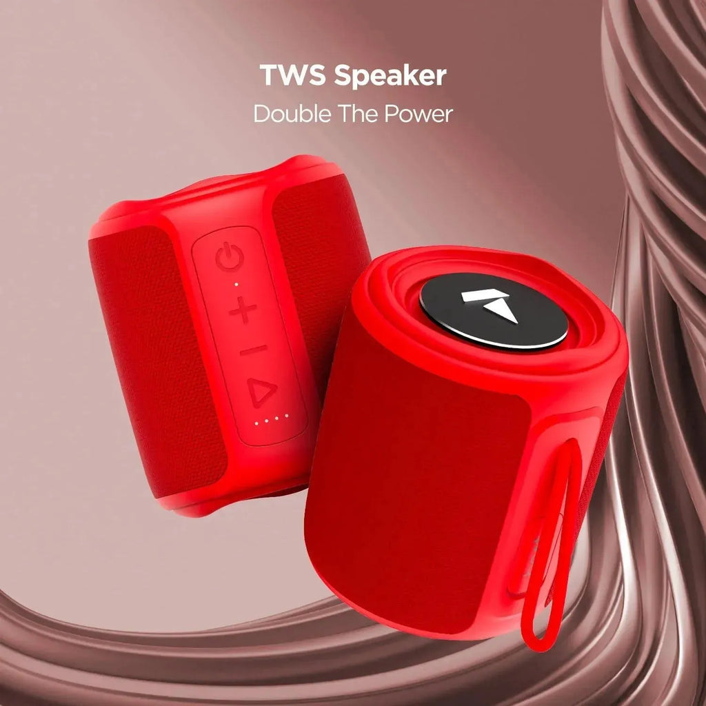 Boat Stone 350 Bluetooth Speaker with 10W RMS Stereo Sound | IPX7 Water Resistant | TWS Feature | Up to 12 Hours Playtime | Multi-Compatibility Modes | Portable Outdoor Speaker (Red) - Naivri