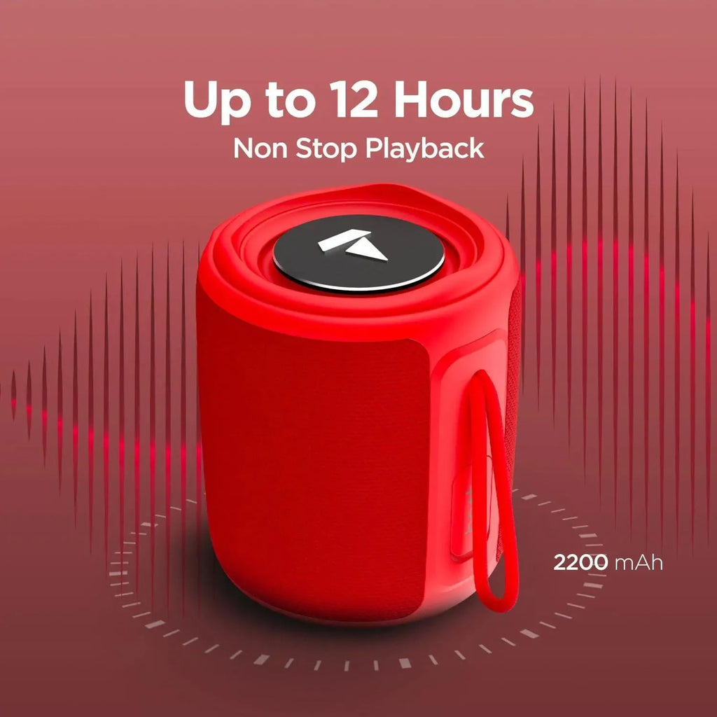 Boat Stone 350 Bluetooth Speaker with 10W RMS Stereo Sound | IPX7 Water Resistant | TWS Feature | Up to 12 Hours Playtime | Multi-Compatibility Modes | Portable Outdoor Speaker (Red) - Naivri