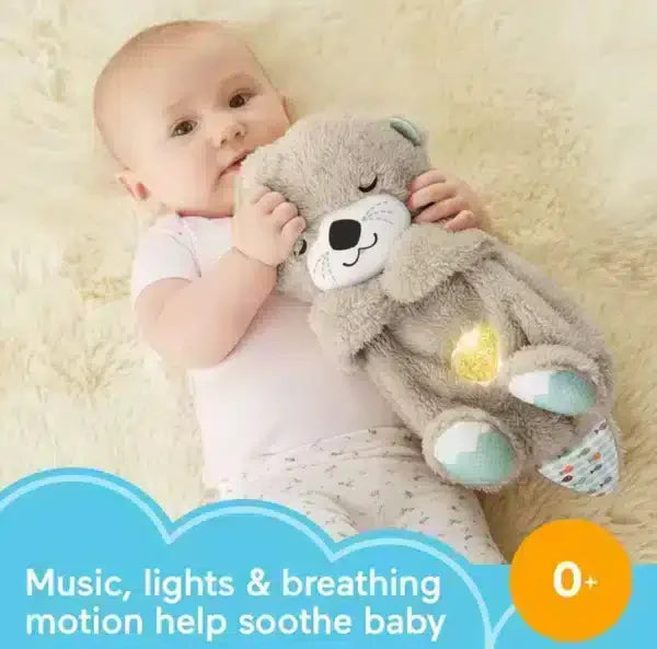 Breathing Teddy Otter Glowing Music for Baby Sensory Sleep Lights Rhythmic Simulation Plush for Babies Kids Soothing Sound and Décor Item - Naivri