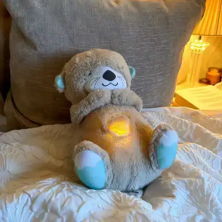 Breathing Teddy Otter Glowing Music for Baby Sensory Sleep Lights Rhythmic Simulation Plush for Babies Kids Soothing Sound and Décor Item - Naivri
