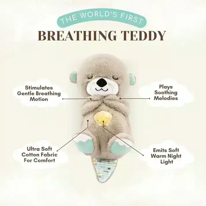 Breathing Teddy Otter Glowing Music for Baby Sensory Sleep Lights Rhythmic Simulation Plush for Babies Kids Soothing Sound and Décor Item - Naivri