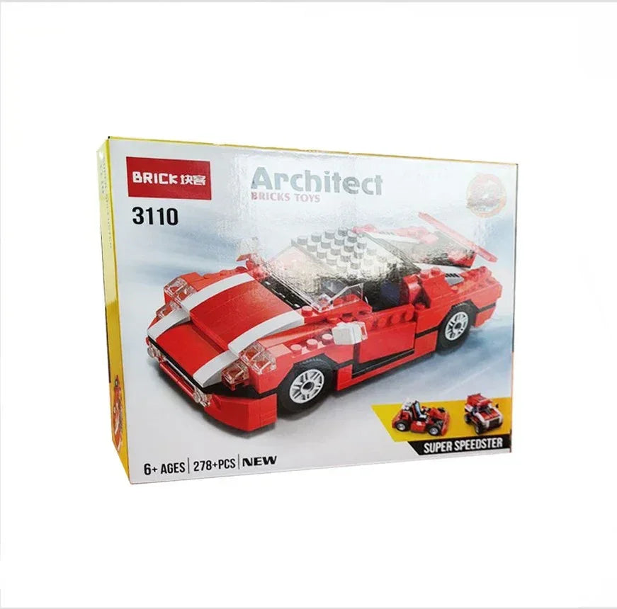 Brick Architect Bricks Toy – 23-in-1 Car Model Super Speedster Building Set (278+ Pieces | Code No. 3110) – STEM Construction Kit Compatible with LEGO® for Ages 6+ - Naivri