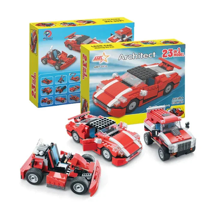 Brick Architect Bricks Toy – 23-in-1 Car Model Super Speedster Building Set (278+ Pieces | Code No. 3110) – STEM Construction Kit Compatible with LEGO® for Ages 6+ - Naivri