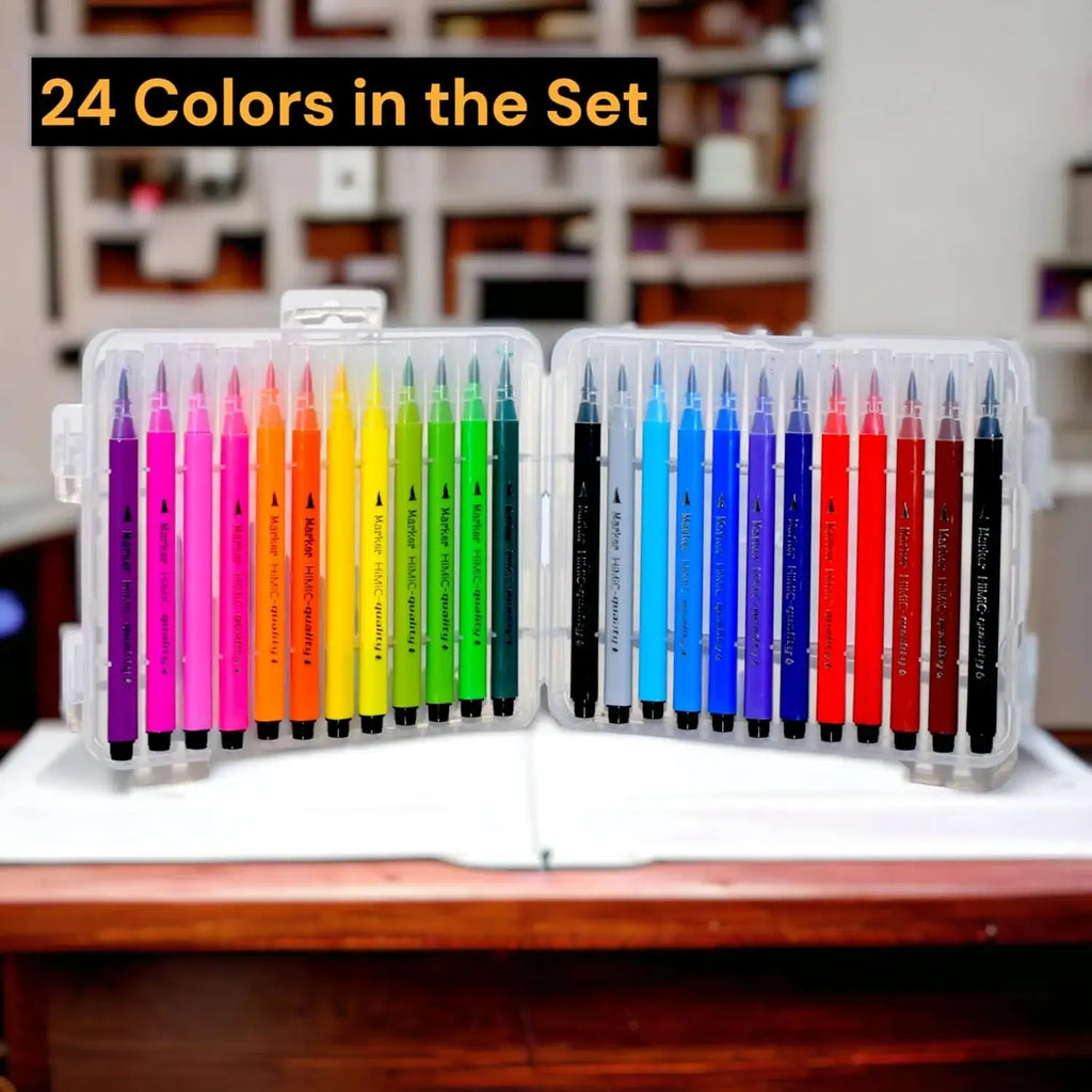 Himic Professional Brush-Tip Watercolour Markers Set – Flexible Brush Pens / 3+ Years - Naivri