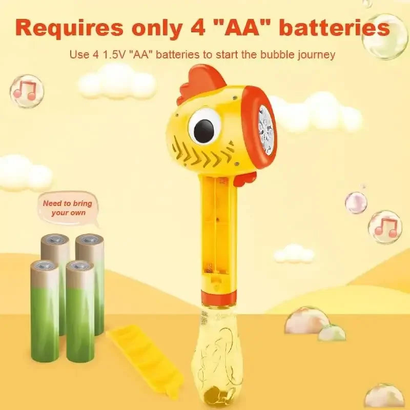 BubbleJoy Light-Up Animal Bubble Wand – Musical Bubble Blower Toy for Kids 3+ - Naivri
