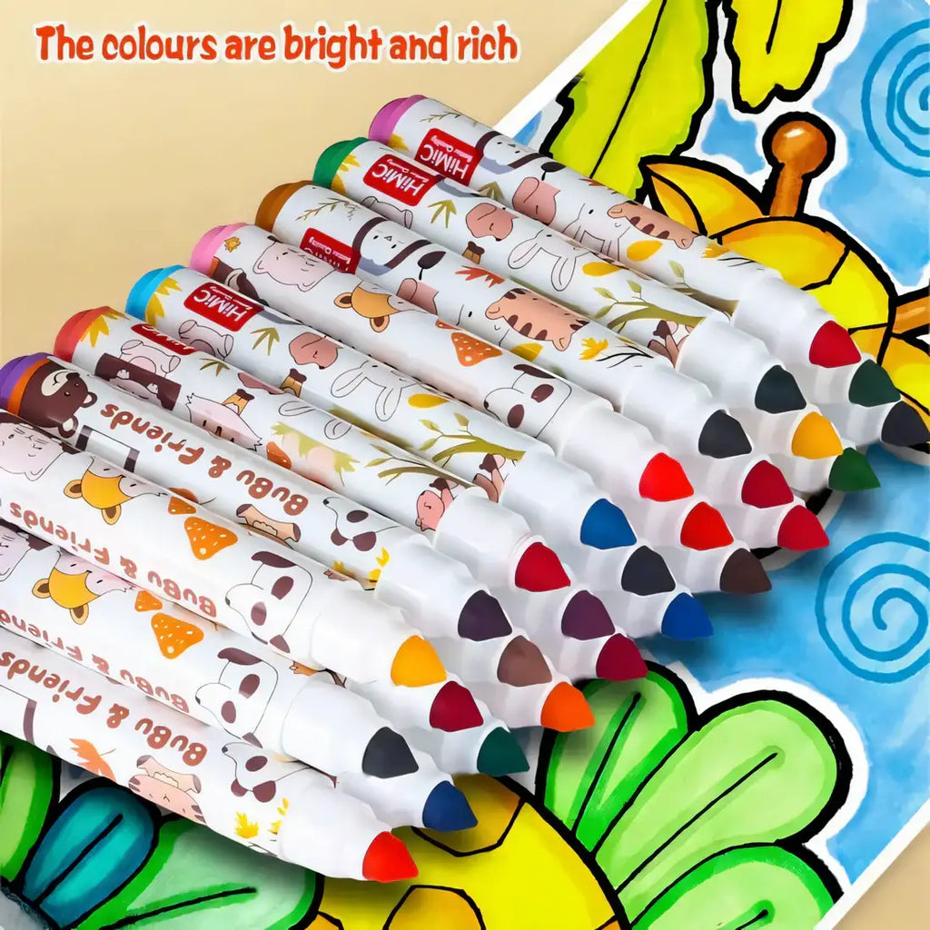 Himic Washable Watercolour Marker Pens Set – 24 Vibrant Shades / 3+ Years - Naivri