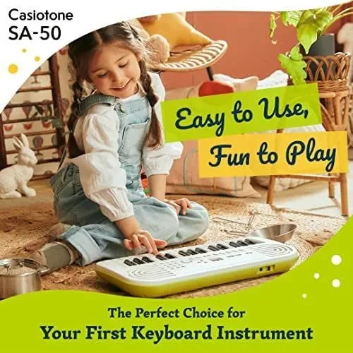 Casiotone Mini Keyboard SA-50 with Piano Tones – White - Naivri