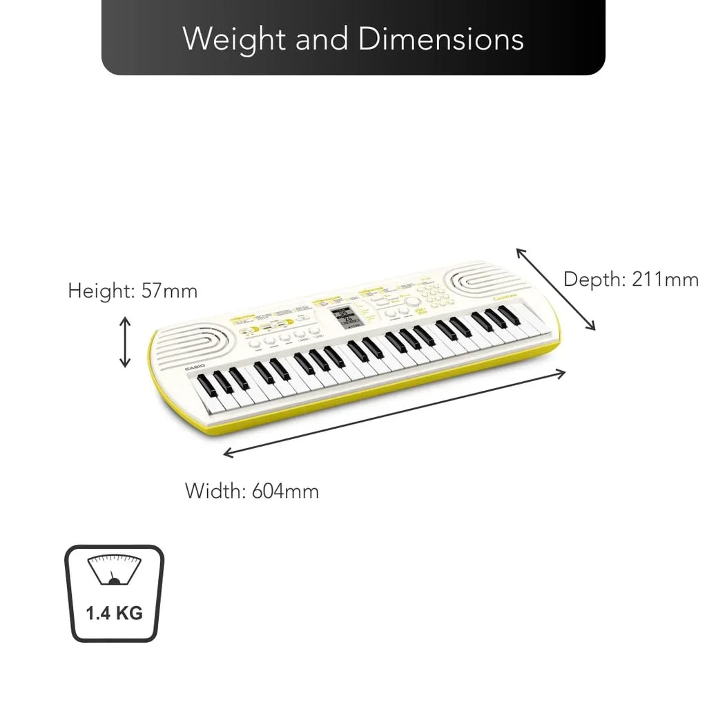 Casiotone Mini Keyboard SA-80 with Piano Tones – White (44 Keys) - Naivri