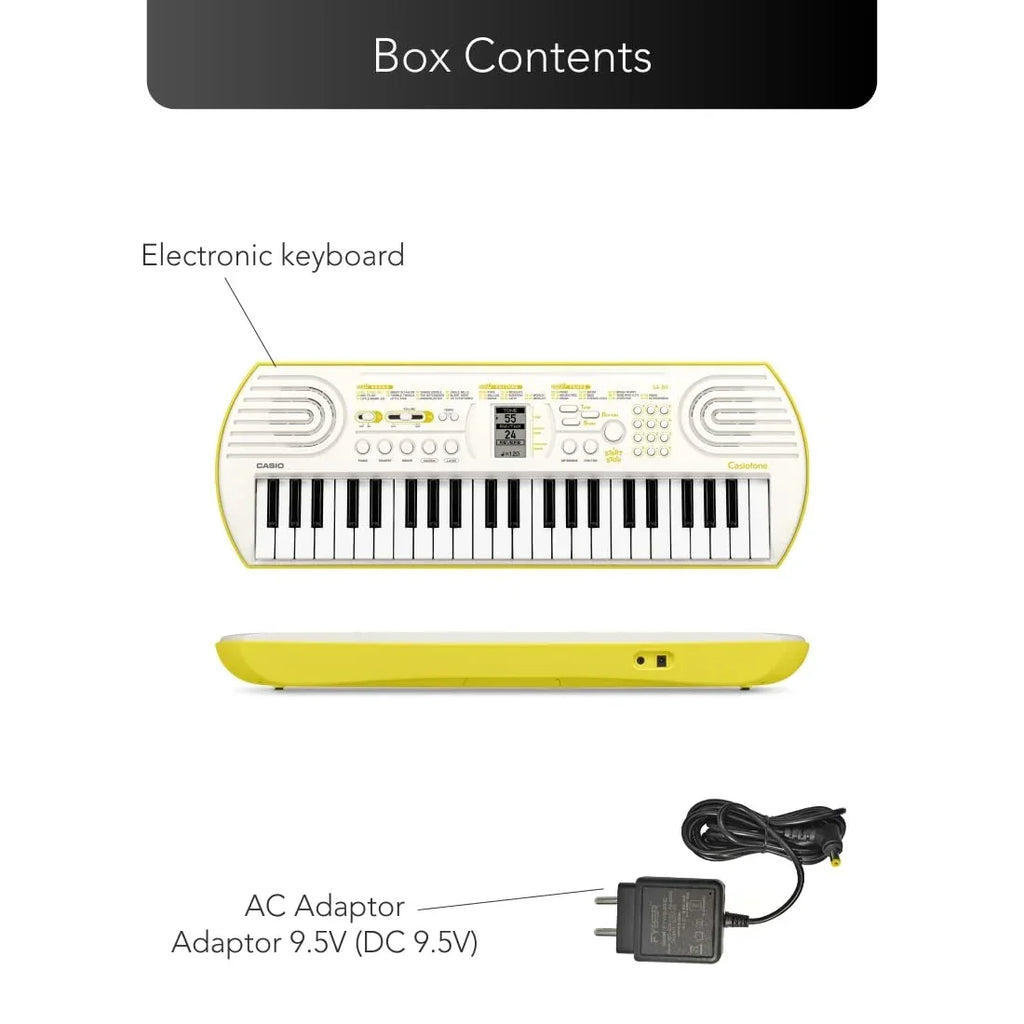 Casiotone Mini Keyboard SA-80 with Piano Tones – White (44 Keys) - Naivri