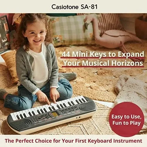 Casiotone SA-81 Mini Keyboard with Piano Tones – Black (44 Keys, Adapter Free) - Naivri