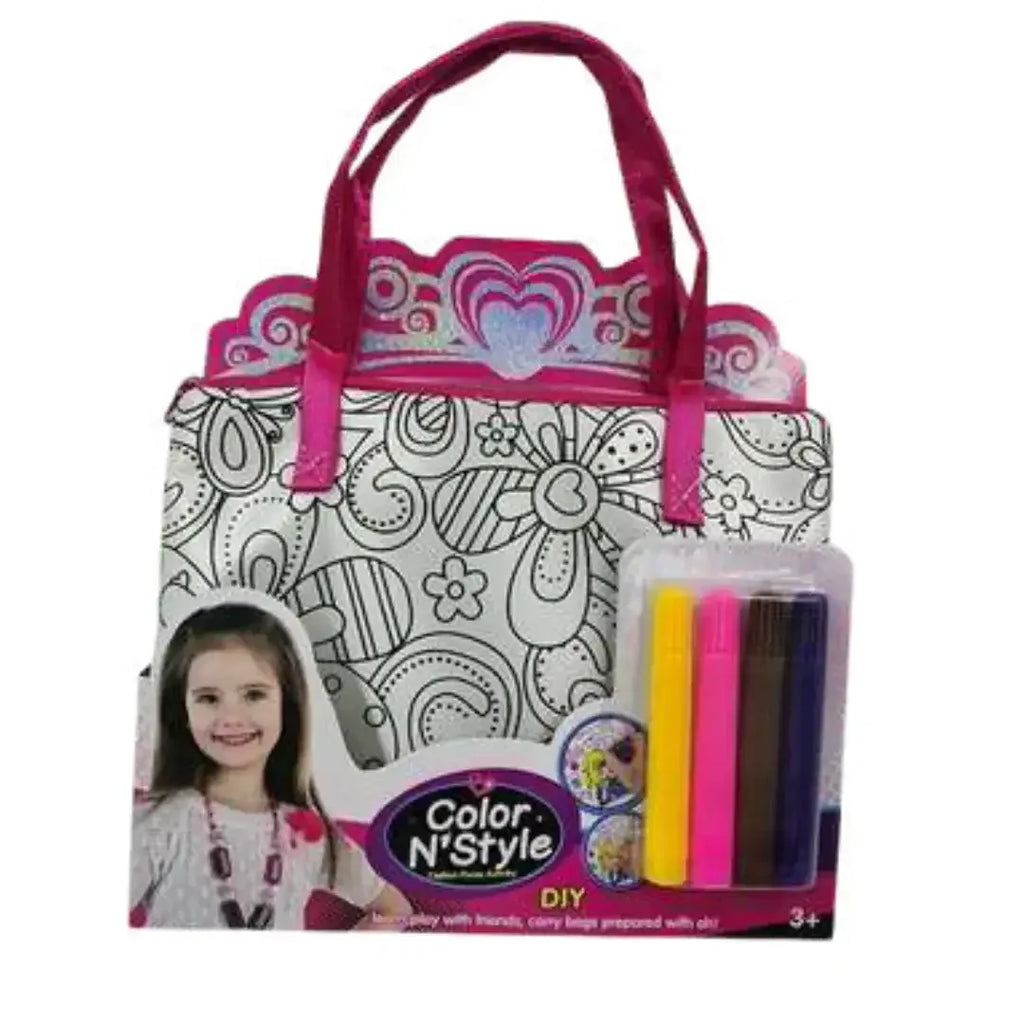 Color N Style DIY Assorted Fashion Tote Bag – Colour & Create Activity Set for Kids 5 Years+ - Naivri