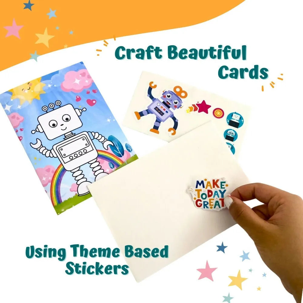 Craftopedia 4 In 1 Canvas Set - Robot | Creative DIY Painting Kit for Kids | Fun Art Activity for Young Artists - Naivri