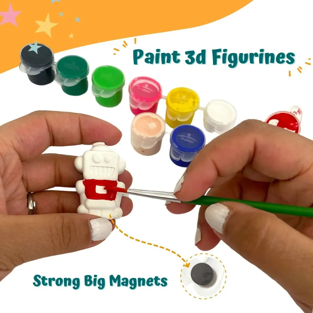Craftopedia 4 In 1 Canvas Set - Robot | Creative DIY Painting Kit for Kids | Fun Art Activity for Young Artists - Naivri