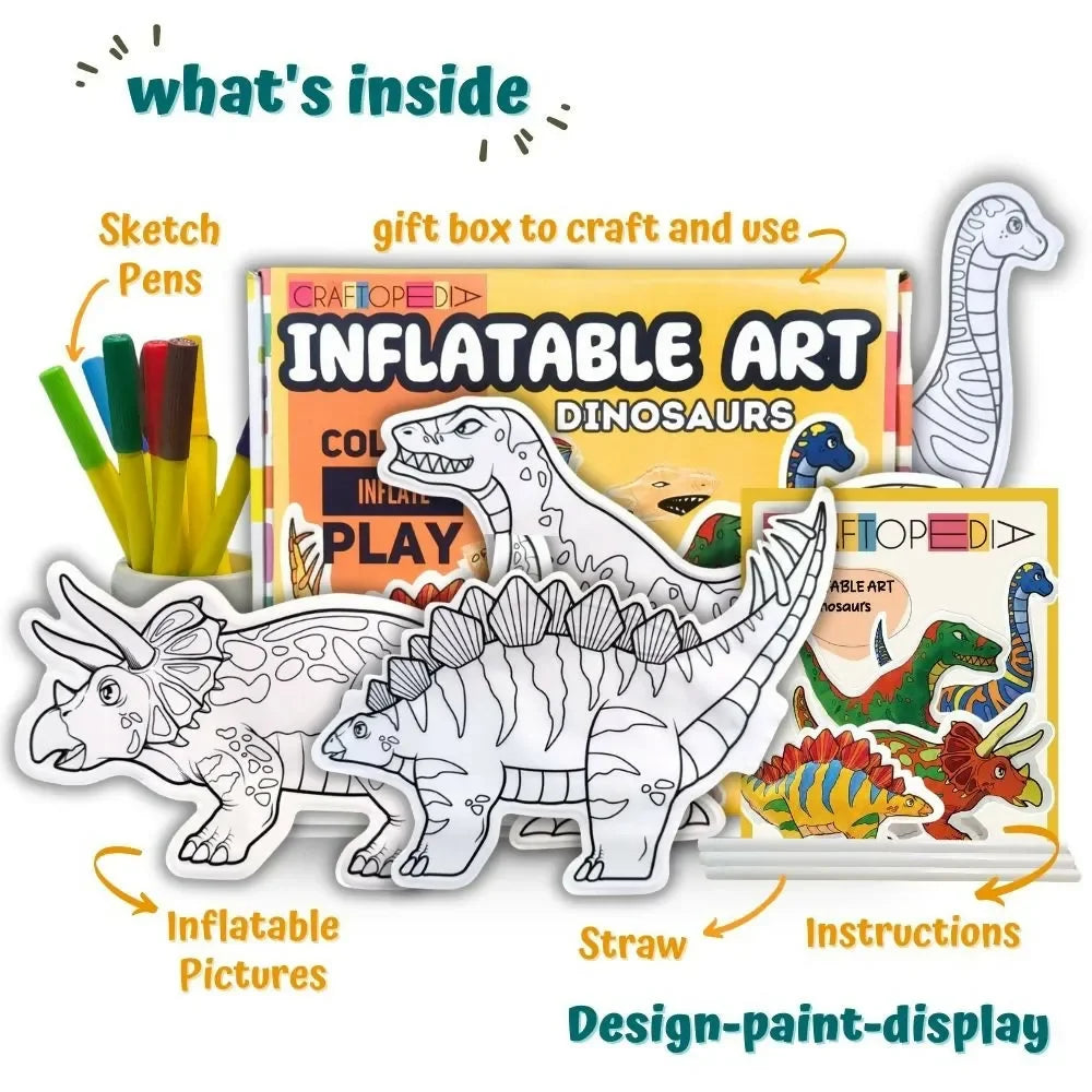 Craftopedia Dinosaur Inflatable Art and Craft Kit | Creative Fun for Kids - Naivri