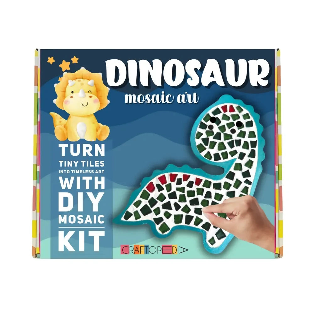 Craftopedia DIY Mosaic Art Kit - Dinosaur | Creative Craft Kit for Kids & Adults - Naivri
