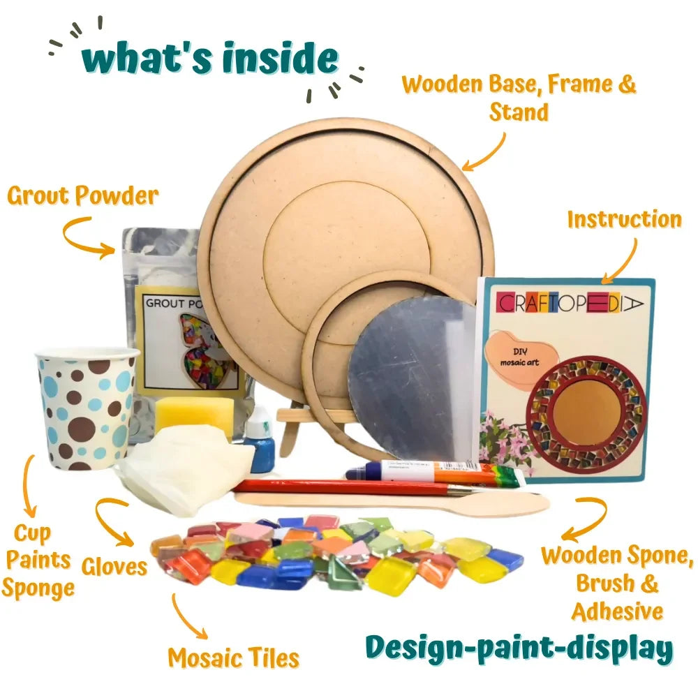 Craftopedia DIY Mosaic Art Kit - Mirror | Creative Mosaic Craft Kit for Kids | Perfect for Home Décor - Naivri