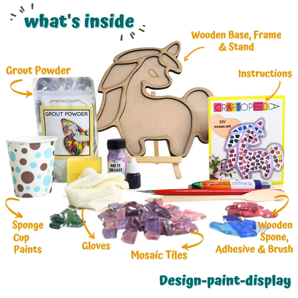 Craftopedia Mosaic Art Kit - Unicorn | Creative DIY Art Kit for Kids | Fun and Magical Crafting Activity - Naivri