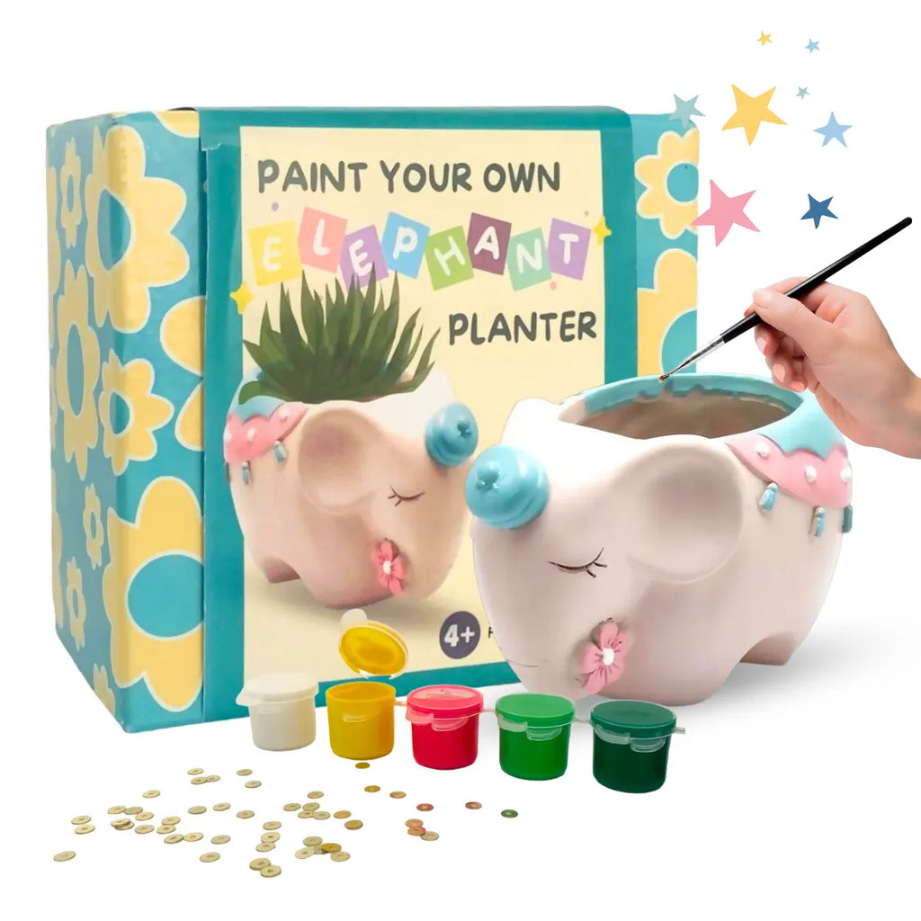 Craftopedia Paint Your Own Planter – Elephant | DIY Ceramic Painting Kit for Kids | Eco-Friendly Creative Activity - Naivri
