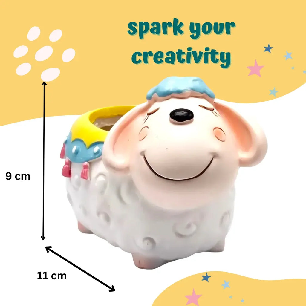 Craftopedia Paint Your Own Planter – Sheep | DIY Ceramic Painting Kit for Kids | Creative Craft Activity - Naivri
