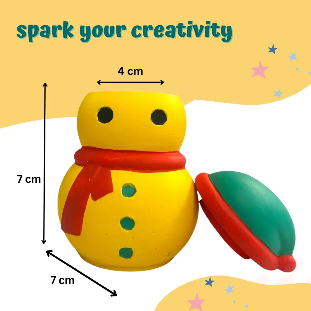 Craftopedia Paint Your Own Planter - Snowman Jar | Winter DIY Craft Kit for Kids | Holiday Decor Craft - Naivri