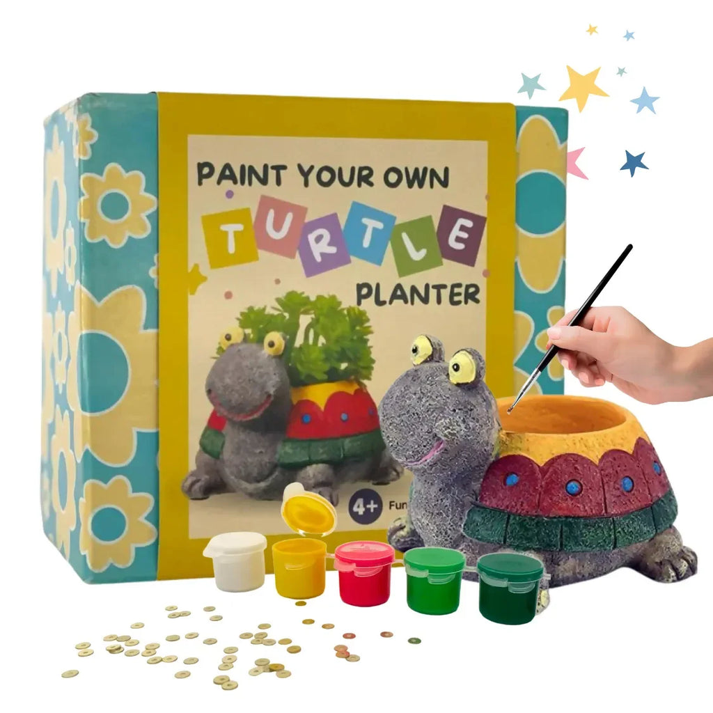 Craftopedia Paint Your Own Planter – Turtle | DIY Ceramic Painting Kit for Kids | Creative Craft Activity - Naivri