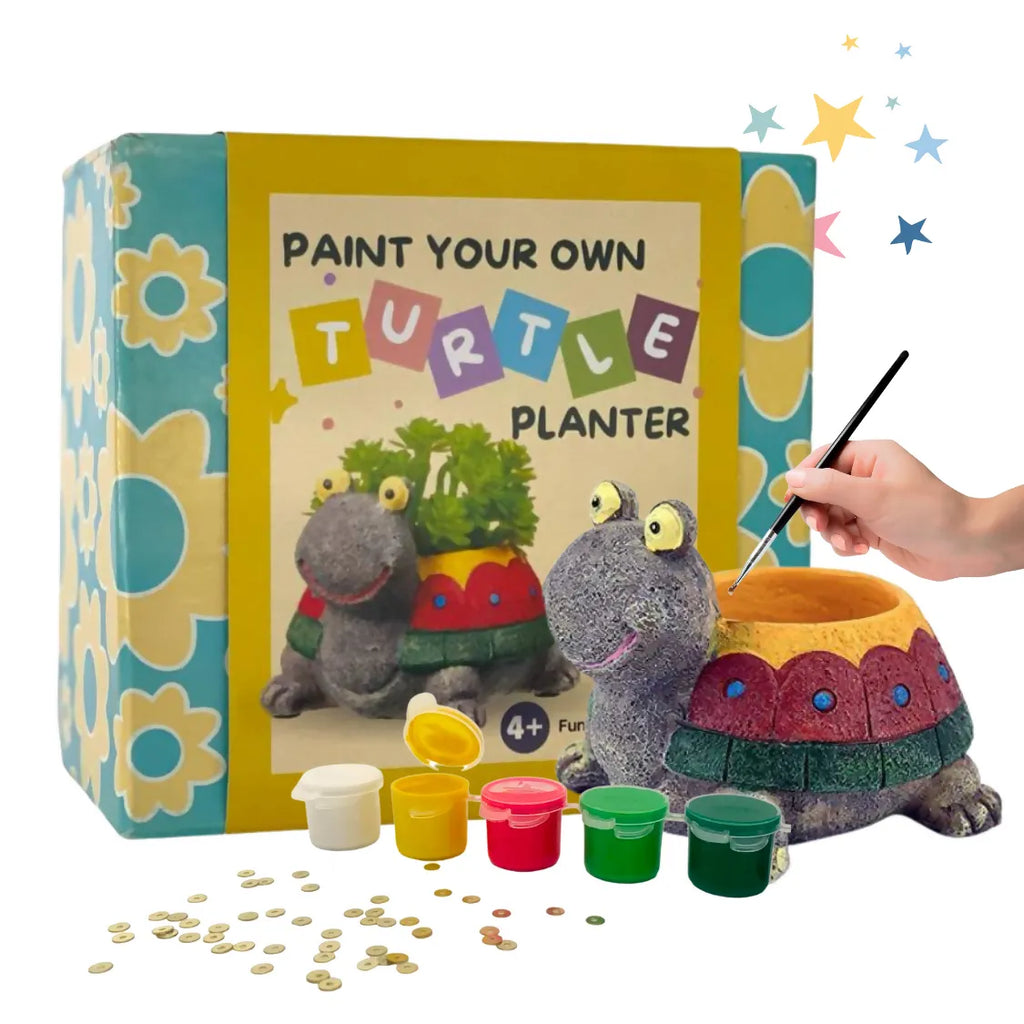 Craftopedia Paint Your Own Planter – Turtle | DIY Ceramic Painting Kit for Kids | Creative Craft Activity - Naivri