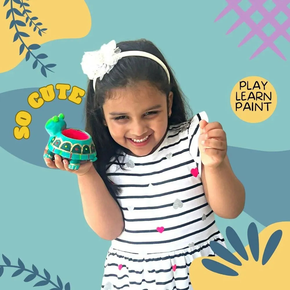 Craftopedia Paint Your Own Planter – Turtle | DIY Ceramic Painting Kit for Kids | Creative Craft Activity - Naivri