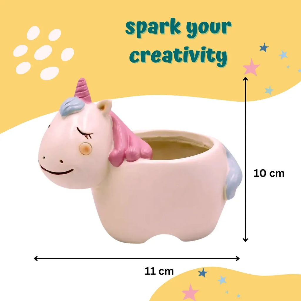 Craftopedia Paint Your Own Planter - Unicorn | DIY Art Kit for Kids | Creative Ceramic Planter Set - Naivri