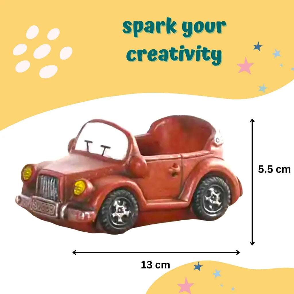 Craftopedia Paint Your Own Planter – Vintage Car | DIY Ceramic Planter Painting Kit for Kids | Creative Craft Activity - Naivri