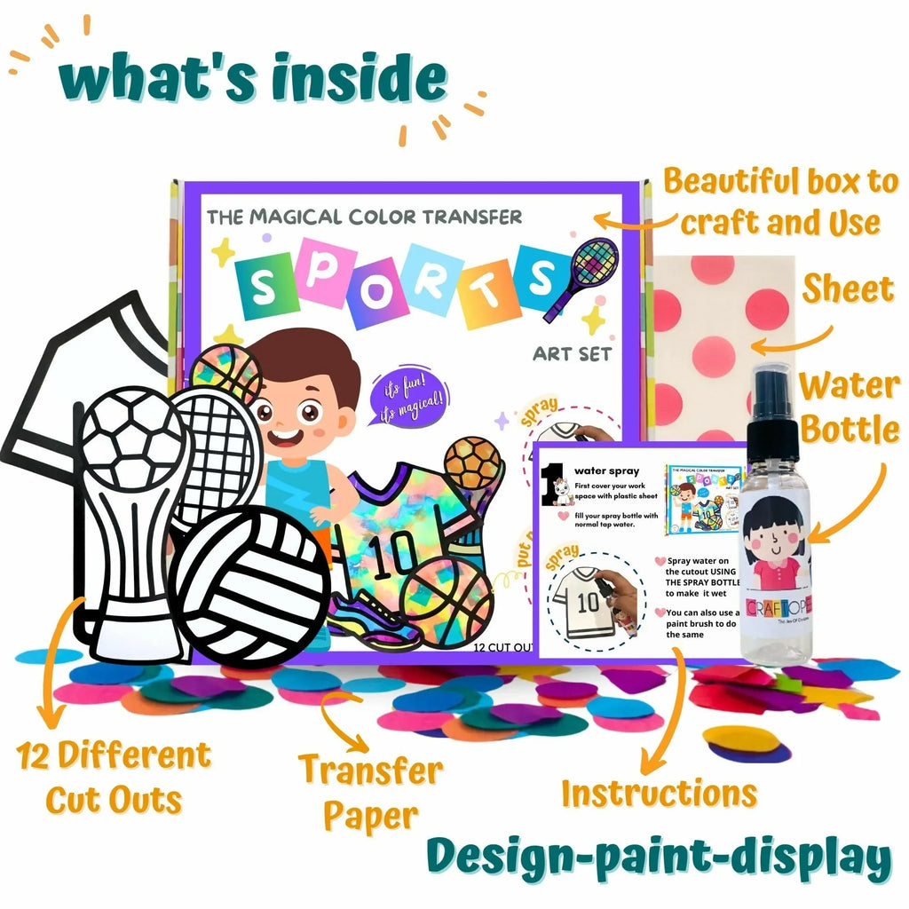 Craftopedia The Magical Color Transfer Paper Art - Sports | Creative DIY Kit for Kids - Naivri